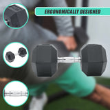 25KG Commercial Rubber Hex Dumbbell Gym Weight - Low Angle
