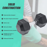 20KG Commercial Rubber Hex Dumbbell Gym Weight - Low Angle