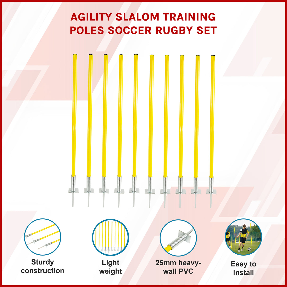 Agility Slalom Training Poles Soccer Rugby Set