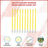 Agility Slalom Training Poles Soccer Rugby Set - Front View