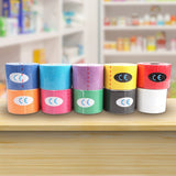 10 Rolls Muscle & Injury Kinesiology Sports Tape 5m x 5cm &ndash; Waterproof Support - Front View
