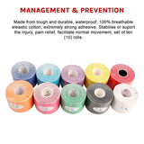10 Rolls Muscle & Injury Kinesiology Sports Tape 5m x 5cm &ndash; Waterproof Support - Low Angle