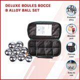 Deluxe Boules Bocce 8 Alloy Ball Set - Top-Down View