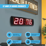 Digital Timer Interval Fitness Clock with LED Display for Home Gym Workouts - Rear View