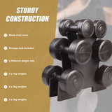 12kg Dumbbell Weights Set with Rack for Home Gym Training - Top-Down View