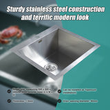 530x505mm Handmade Stainless Steel Topmount Kitchen Laundry Sink with Waste - Side View