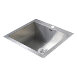 530x505mm Handmade Stainless Steel Topmount Kitchen Laundry Sink with Waste - Top-Down View