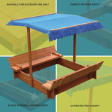 Kids Wooden Toy Sandpit with Canopy - Top-Down View