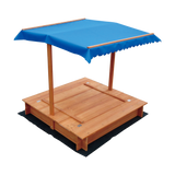 Kids Wooden Toy Sandpit with Canopy - 45-Degree Angle