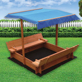 Kids Wooden Toy Sandpit with Canopy - Rear View