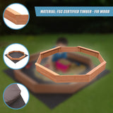 Kids Sand Pit Large Octagonal Wooden Sandpit - Close-Up Angle