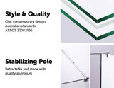 1000 x 2000mm Frameless 10mm Safety Glass Shower Screen - Side View