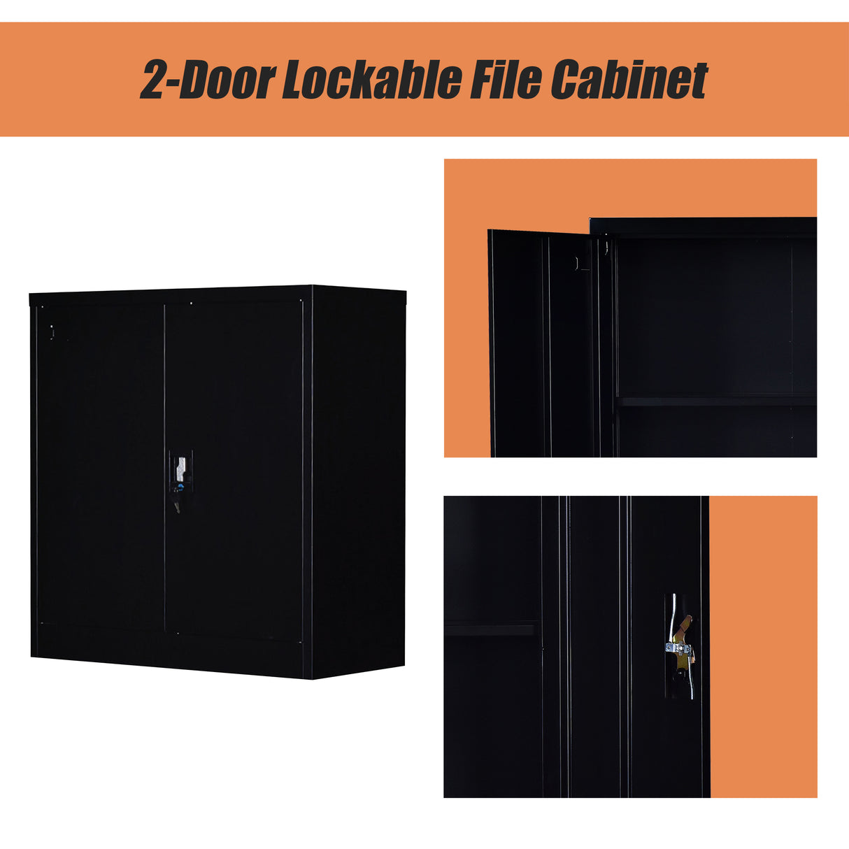Two-Door Shelf Office Gym Filing Storage Locker Cabinet Safe