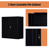 Two-Door Shelf Office Gym Filing Storage Locker Cabinet Safe - Low Angle