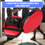2 x Thai Boxing Punch Focus Gloves Kit Training Red & Black Pads - 45-Degree Angle
