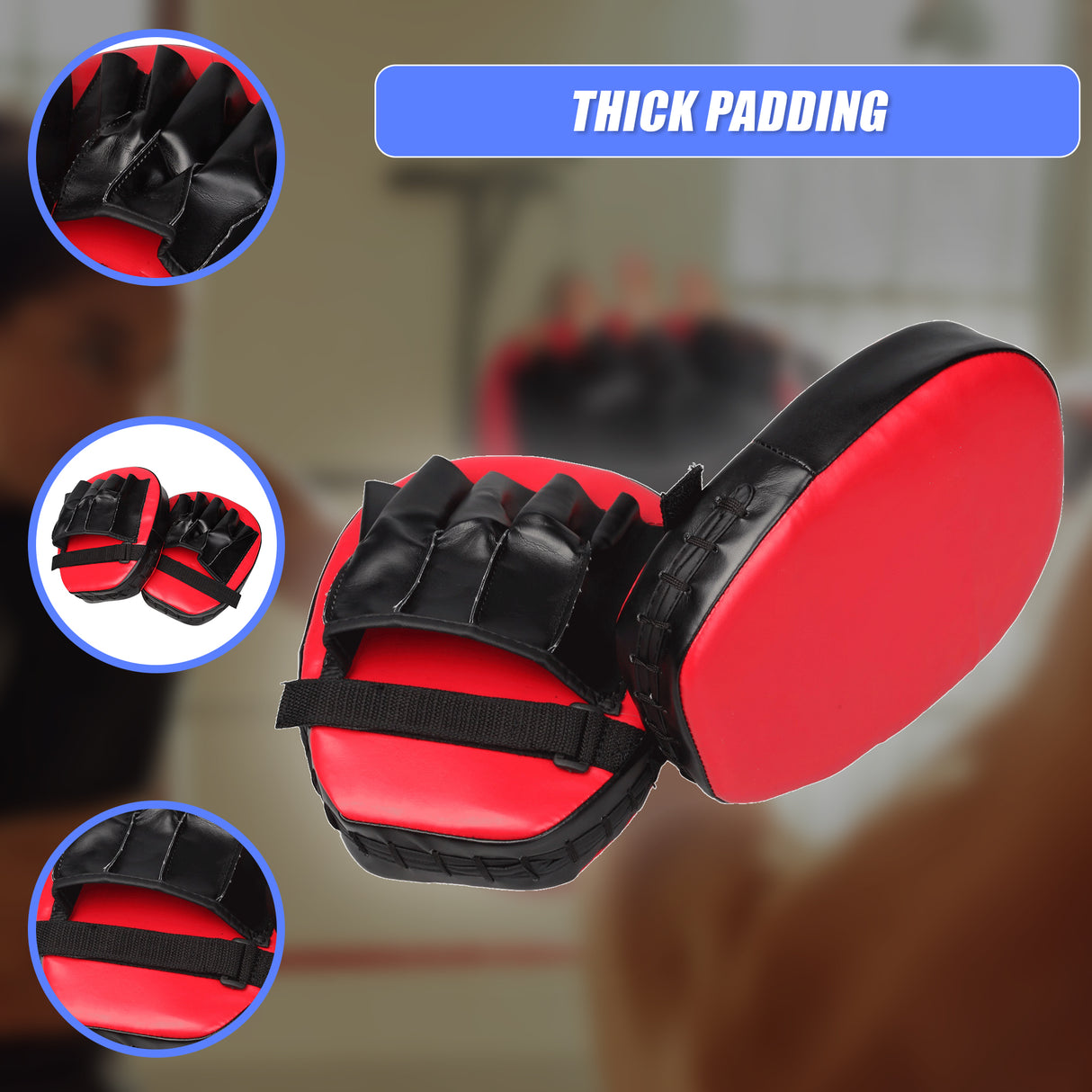 2 x Thai Boxing Punch Focus Gloves Kit Training Red & Black Pads