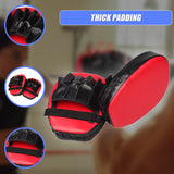 2 x Thai Boxing Punch Focus Gloves Kit Training Red & Black Pads - Close-Up Angle