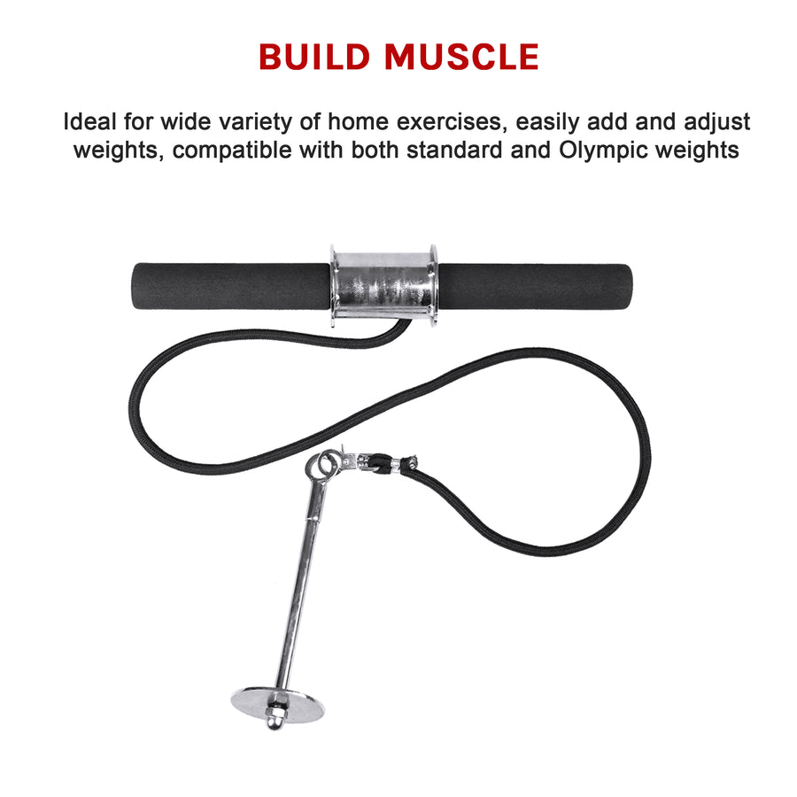 Forearm Wrist Grip Strength Roller Exercise Bar Home Gym Training