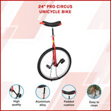 24 Inch Pro Circus Unicycle for Performance Training Indoor Show Use - 45-Degree Angle
