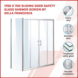 1700 X 700 Sliding Door Safety Glass Shower Screen By Della Francesca - Front View
