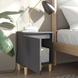 Bed Cabinet with Solid Wood Legs Grey 40x30x50 cm - Side View