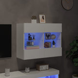 TV Wall Cabinet with LED Lights White 78.5x30x60.5 cm - Side View