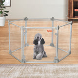 Pawz Pet Playpen Transparent Acrylic Clear Folding Dog Fence Kennel 6 Panel - Rear View