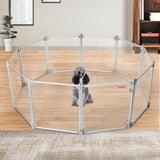 Pawz Pet Playpen Transparent Acrylic Clear Folding Dog Fence Kennel 10 Panel - Rear View