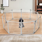 Pawz Pet Playpen Transparent Acrylic Clear Folding Dog Fence Kennel 10 Panel-2018816940117725190