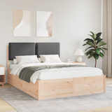 Bed Frame with Upholstered Headboard Dark Grey 135 x 190 cm - Front View