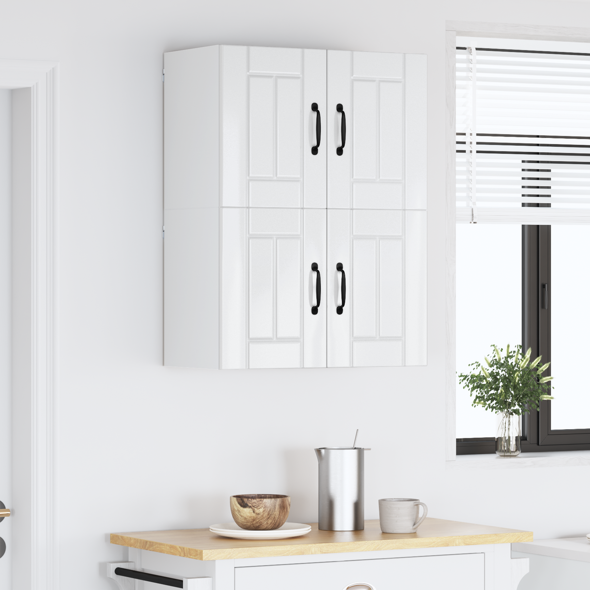Wall Cabinet LUCCA 2 pcs High Gloss White 60 x 31 x 40 cm