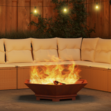 Fire Pit Brown 100 x 100 x 28 cm Weathering Steel - Top-Down View