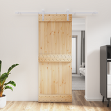 Sliding Door Natural and White 80 x 210 cm Solid Pine Wood