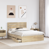 Bed Frame with Drawer Sonoma Oak 150 x 200 cm Engineered Wood - Side View