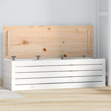 Storage Box White 109x36.5x33 cm Solid Wood Pine - Front View