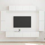 TV Cabinet 8 pcs White - Side View