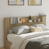 Storage Headboard with LED Sonoma Oak Engineered Wood