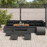 Garden Sofa Set with Cushion 10 pcs Black Poly Rattan - Side View
