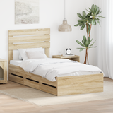 Bed Frame with Drawer Sonoma Oak 90 x 190 cm Engineered Wood - Front View