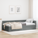 Corner Bed Frame with Headboard Dark Grey 90 cm x 190 cm Fabric - Front View
