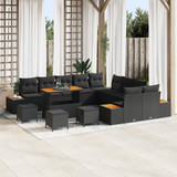 Garden Sofa Set with Cushion 14 pcs Black - Front View