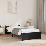 Bed Frame without Mattress Black Solid Wood 90x190 cm - Front View
