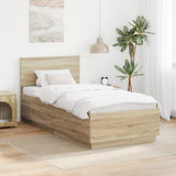 Bed Frame with Headboard Sonoma Oak 90 x 190 cm Engineered Wood - Side View