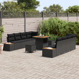 Garden Sofa Set with Cushion 11 pcs Black Poly rattan