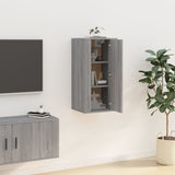 Wall Mounted TV Cabinet Grey Sonoma 40x34.5x80 cm - Side View