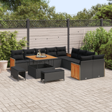 Garden Sofa Set with Cushion 17 pcs Black Poly Rattan
