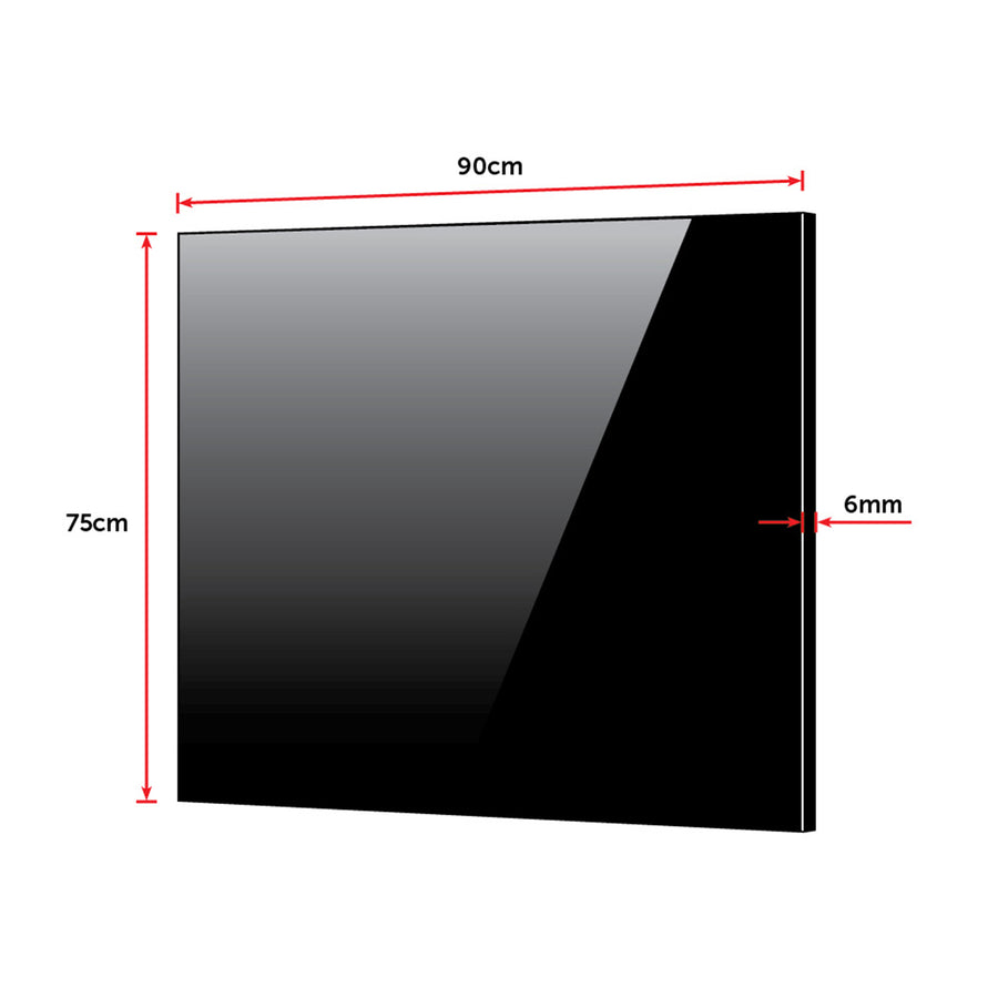 Toughened 60cm x 70cm Black Glass Kitchen Splashback