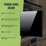 Toughened 90cm x 75cm Black Glass Kitchen Splashback