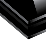 Toughened 90cm x 70cm Black Glass Kitchen Splashback - Side View