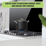 Toughened 90cm x 70cm Black Glass Kitchen Splashback - Close-Up Angle
